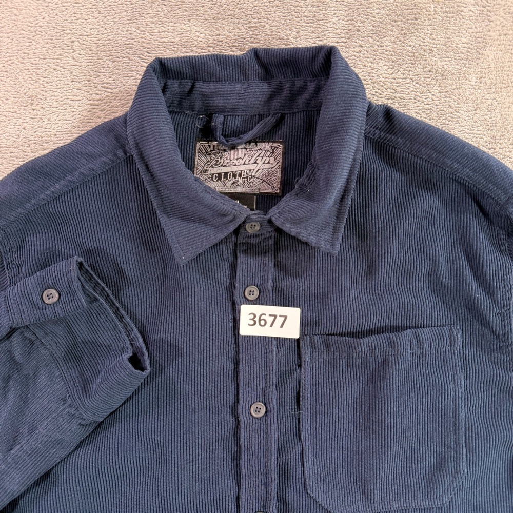 Brooklyn Cloth Shirt Mens XL Blue Corduroy Long Sleeve Button Down Pocket